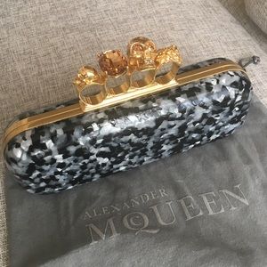 Alexander McQueen Black Shell Knuckle Box Clutch